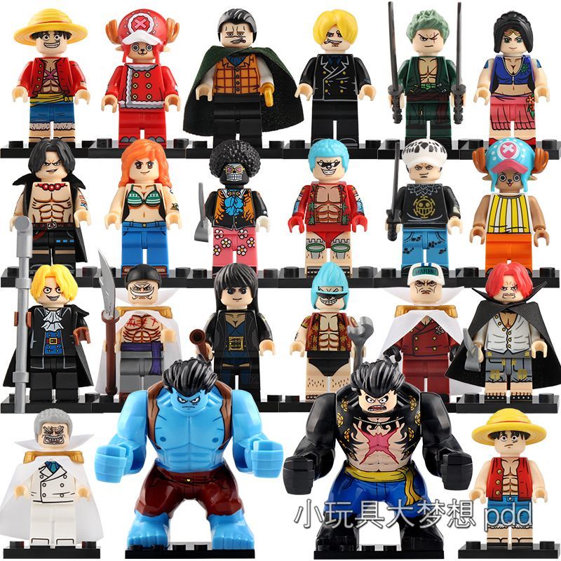 【New Trend】Anime Compatible Lego One Piece Minifigures Straw Hat Luffy Ace Zoro Boys Building Blocks Children's Toys