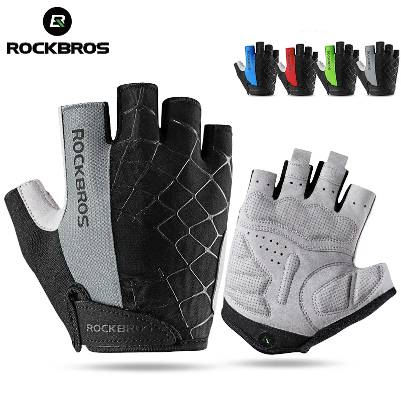 MEN'S AND WOMEN'S BREATHABLE ROCKBROS BIKE GLOVES HALF FINGER SHOCKPROOF MOUNTAIN BIKE SPORTS GLOVES BICYCLE SHORT GLOVES