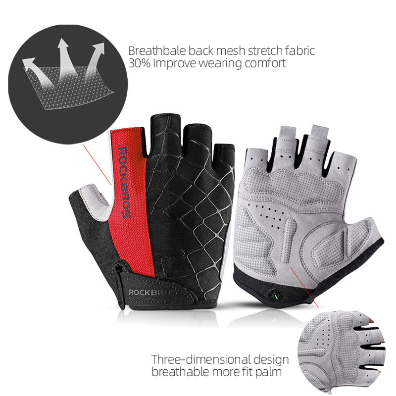 ROCKBROS Bicycle Half Fingger MTB Mountain Gloves Sports Breathable Shockproof Men's Summer Unisex Cycling Gloves