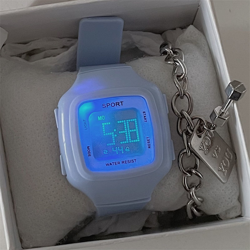 Youth Watch Boys and Girls Junior High School Party Luminous Square Sports Electronic Watch