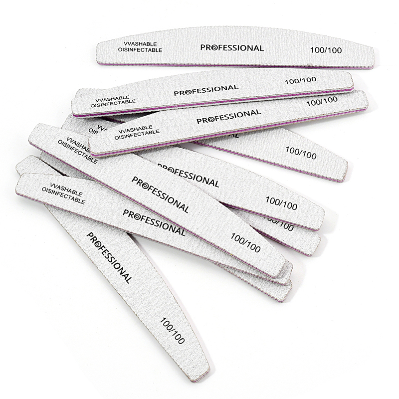 HOT 5/10Pcs Professional Nail Buffer Black Grey Double Sided Acrylic Nail Files Sandpaper 80 100 180 For UV Gel Polish Manicure Tool