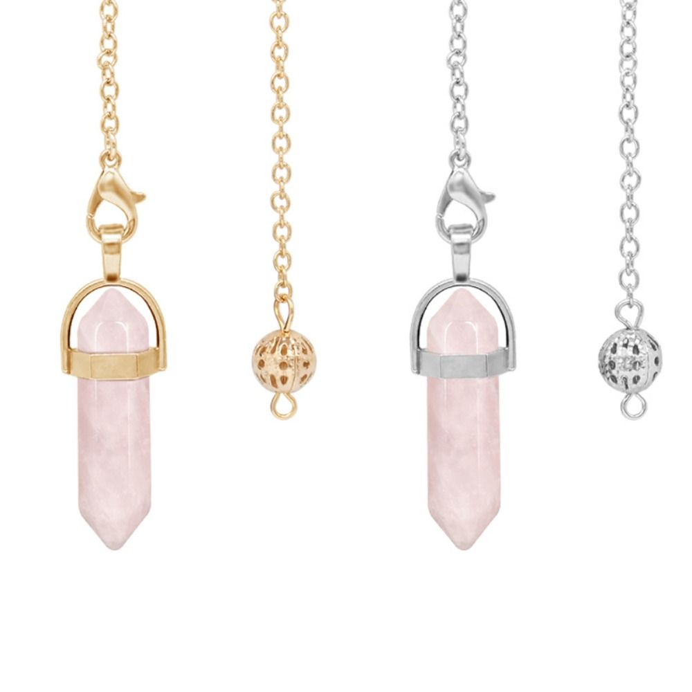 【In-Stock】 Portable Natural Natural Pendulum Healing Amulet Reiki Pendulum Pendant Hexagonal Column Pattern Dowsing Round Cone Pattern