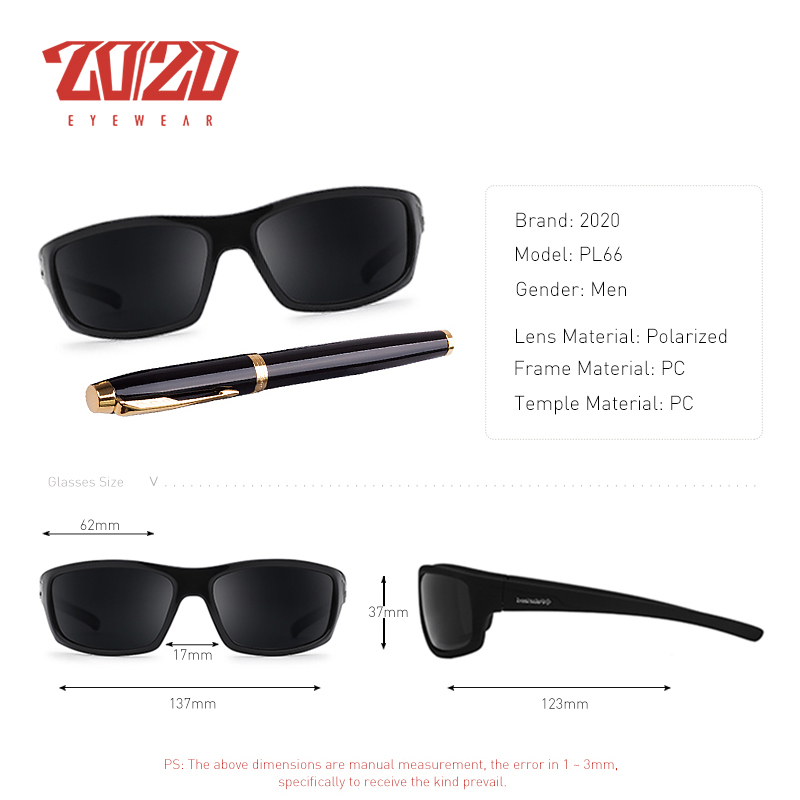 HOT 20/20 Optical Brand Design New Polarized Sunglasses Men Fashion Male Eyewear Sun Glasses Travel Fishing Oculos PL66 With Box