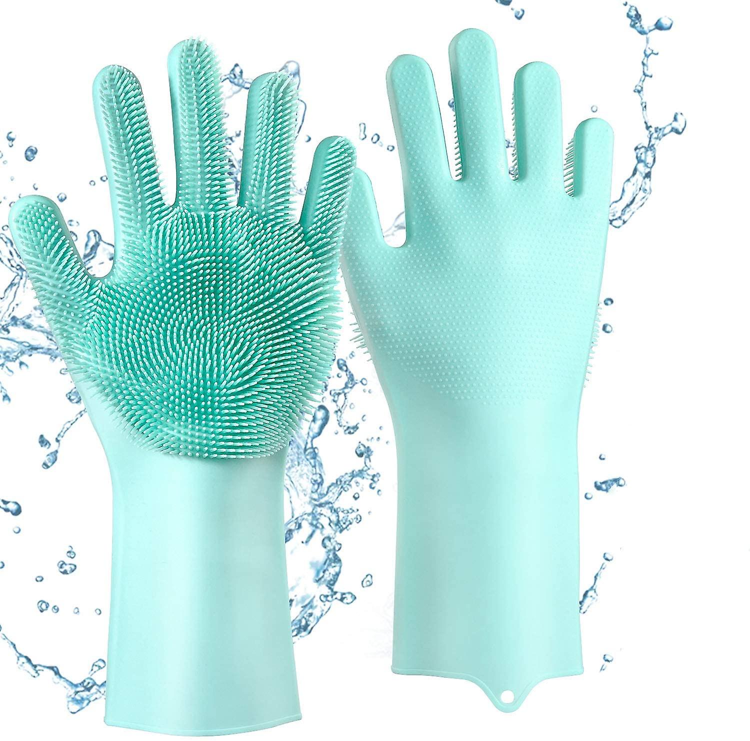 New style 2PC Reusable Silicone Magic Washing Gloves with Scrubber| Dish washing Sponge Gloves Pair for Washing Dish, Kitchen, Bathroom Cleaning Brush, Pet Hair Care, Car and Bike| Multipurpose Household Kitchen Accessories Tools Gadgets