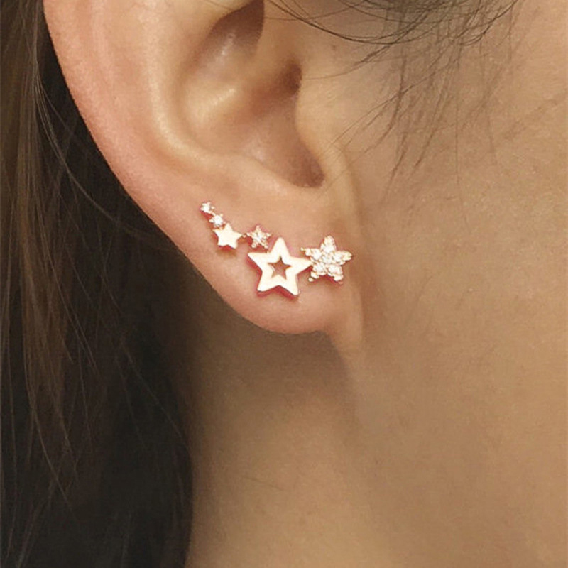 【Free shipping】 1Pair Simple Stylish Star Women Earring Exquisite Versatile Female Earring Layor