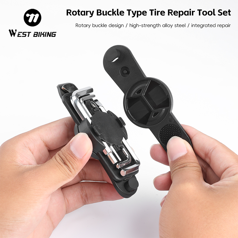WEST BIKING Portable Bicycle Multitool Bicycle Allen Keys Set+Spoke Wrench+Tyre Lever+Tyre Patches Tool Case Bike Maintenance