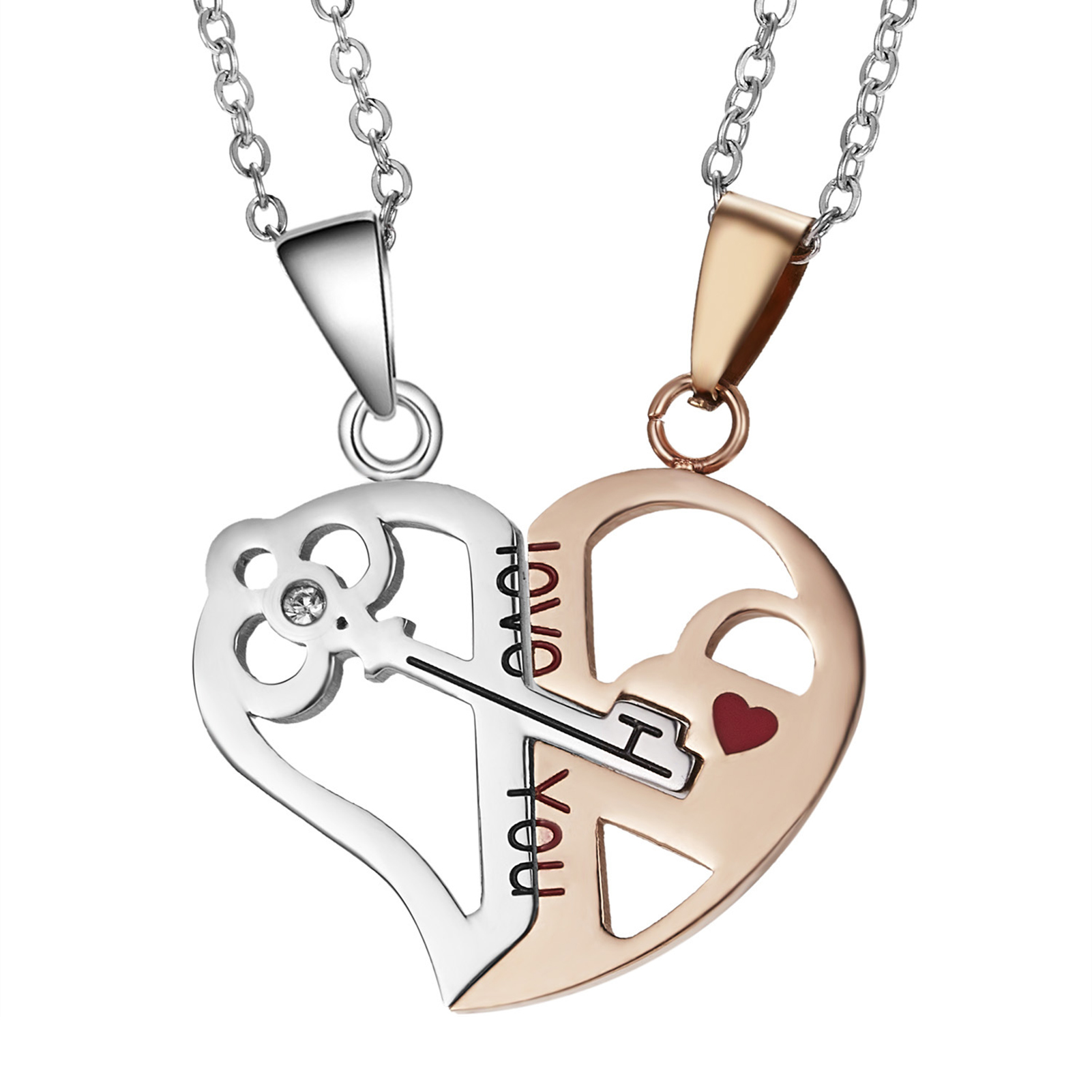 【Premium Quality】 1 Pair Matching Necklace Heart Shape Creative Unisex Good Workmanship Couple Pendant for Gift