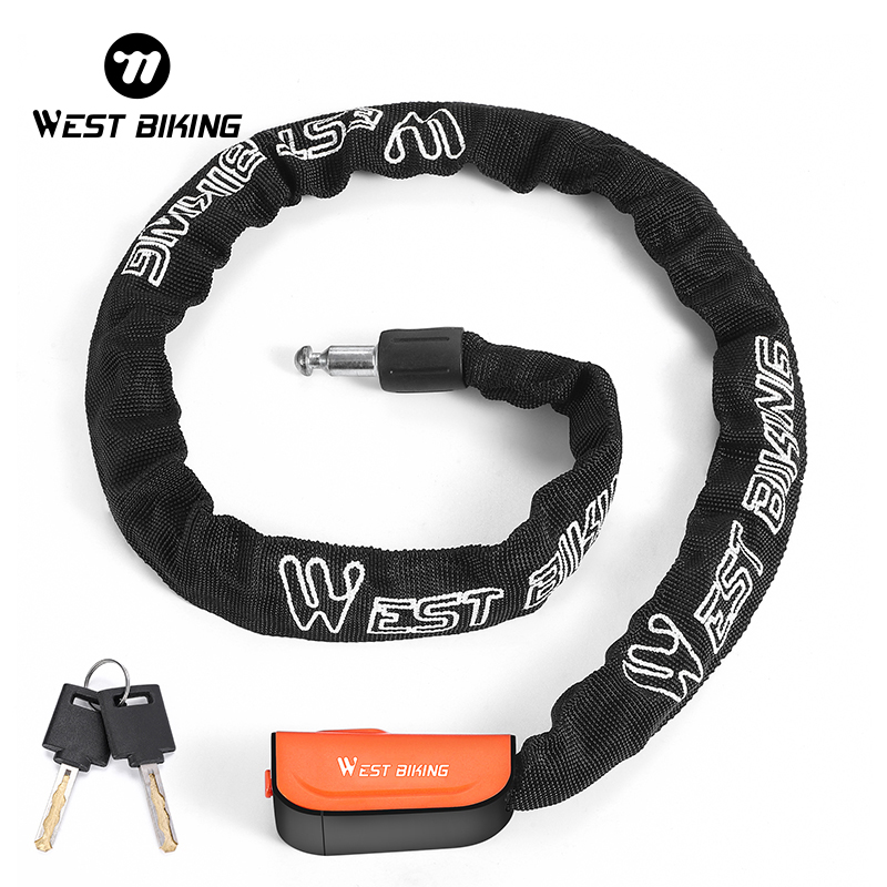 WEST BIKING Portable Bicycle Lock Anti-Theft Lightweight Bike Safety Chain Lock With 2 Keys MTB Road Bicycle Scooter Accessories