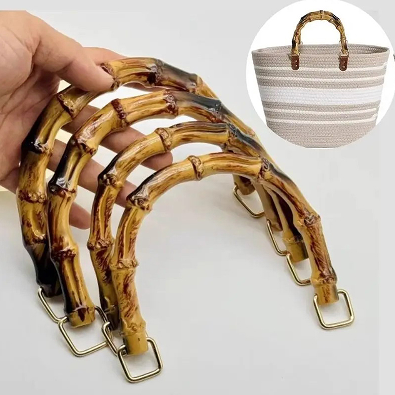 【Must-Have Gadgets】 New D Shape Round Bamboo Bag Wood Handles Handcrafted Vintage Handbag Replace Watty Store