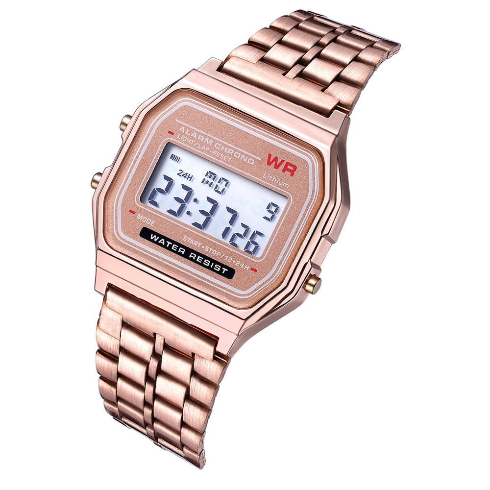 【New design】Square Dial Electronic Women Men Watch Digital Display Wristwatch Rose Gold Silver Luxury Ladies Wristwatches Relojes Para Mujer