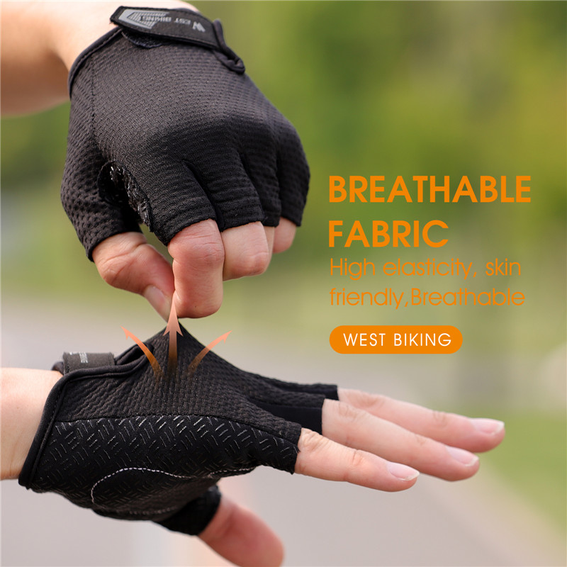 HOT WEST BIKING Cycling Gloves Summer Bicycle Half Finger Gloves Shockproof Anti-Slip Gloves Bike Breathable MTB Road Gloves
