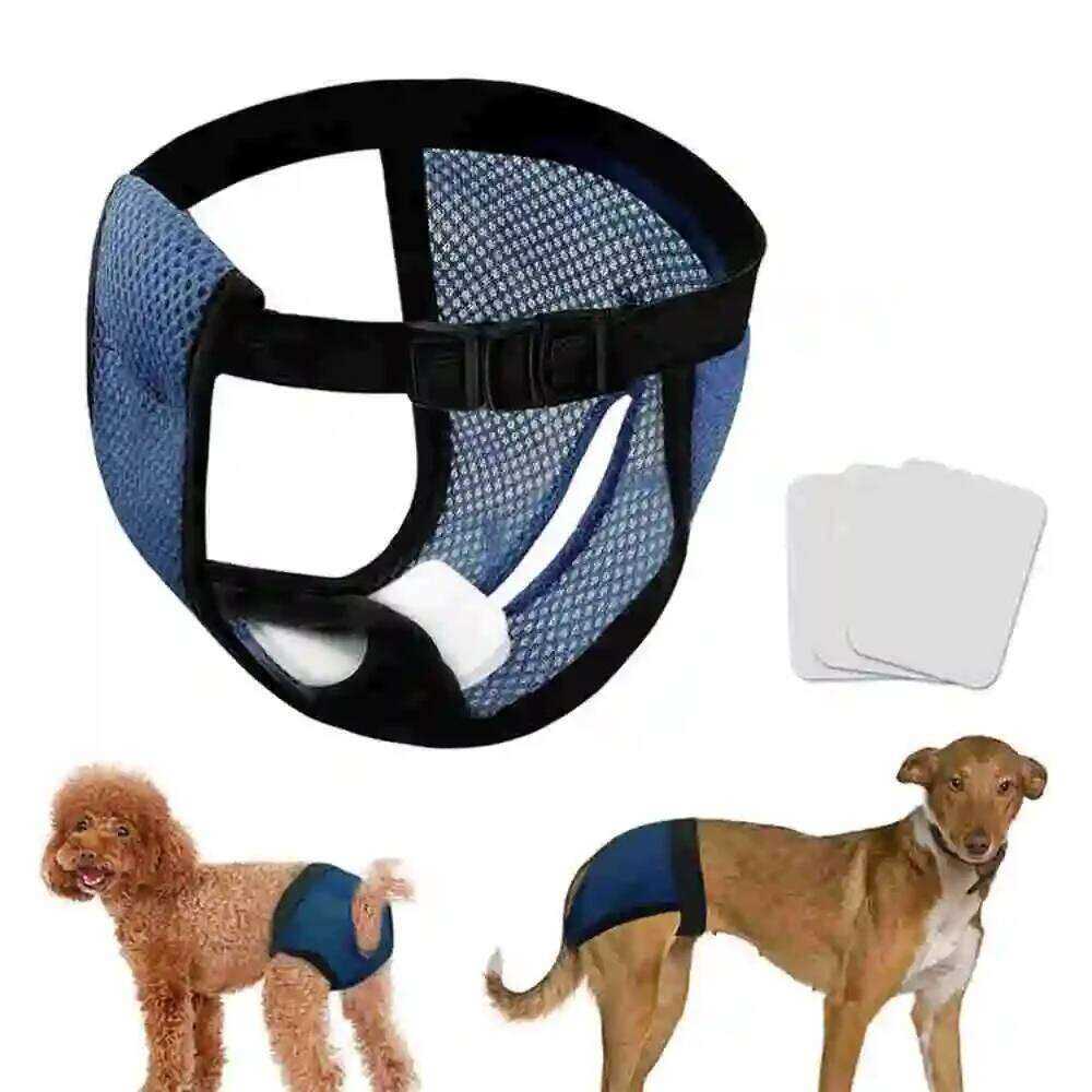 Reusable Washable Dog Diapers, Heat Period Female Pants, Leak-Proof Hygiene Kecks Panties with 3 Pads for Small and Large Dogs