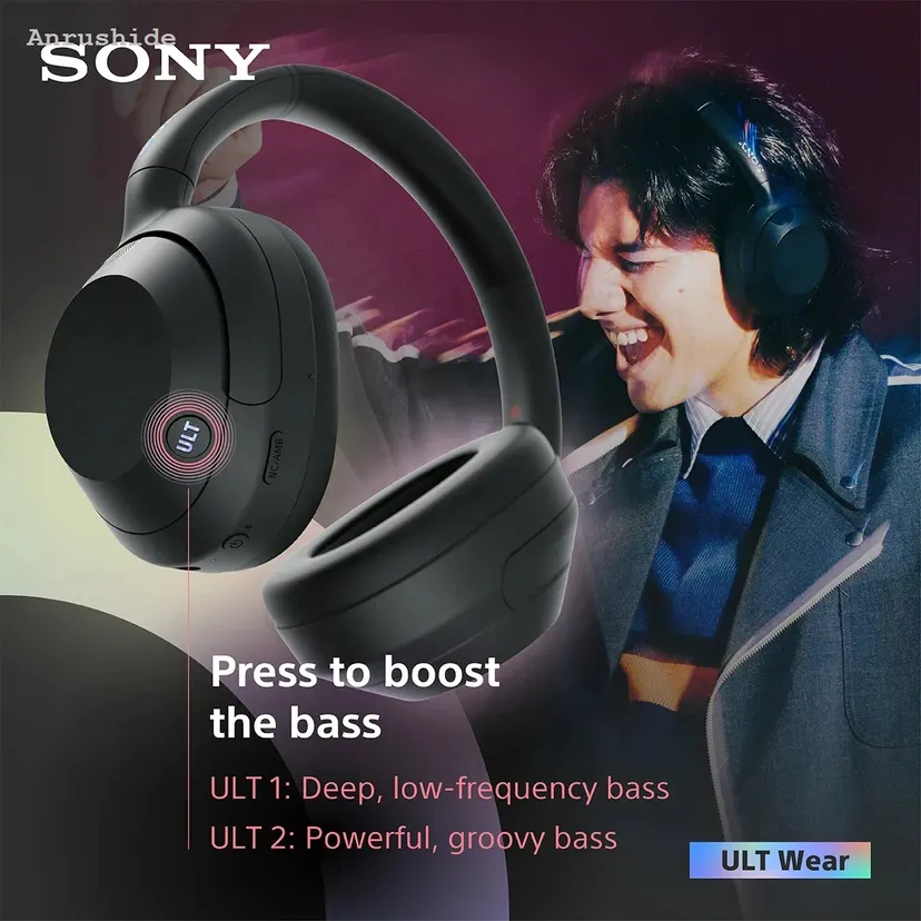 Anrushide Sony ULT wear wireless noise cancellation headphones, powerful bass, 【2025 Version】 folding headset, LDAC, DSEE, WH-ULT900N ™ Double connection