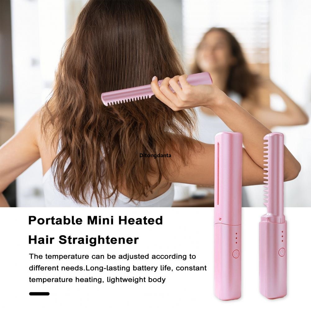 Hairstyle Electric Mini Straight Comb Straight Hair Portable Rechargeable Fast Heating Roll Heating Brush