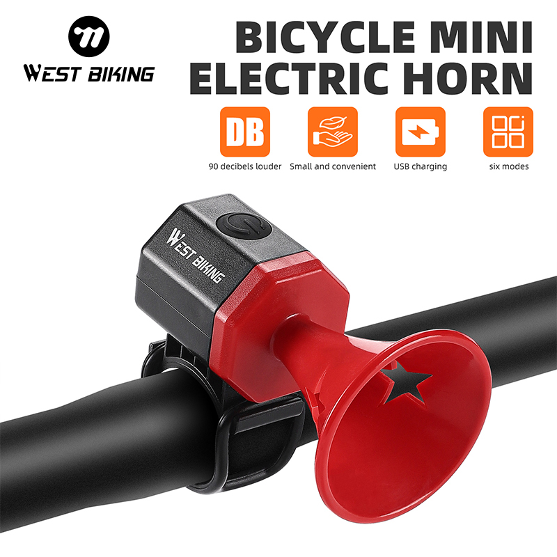 WEST BIKING Bicycle Bell Ring Bike Electronic Loud Horn Safety Alarm Electric U-sb Rechargable Waterproof Bicycle Warning Bell