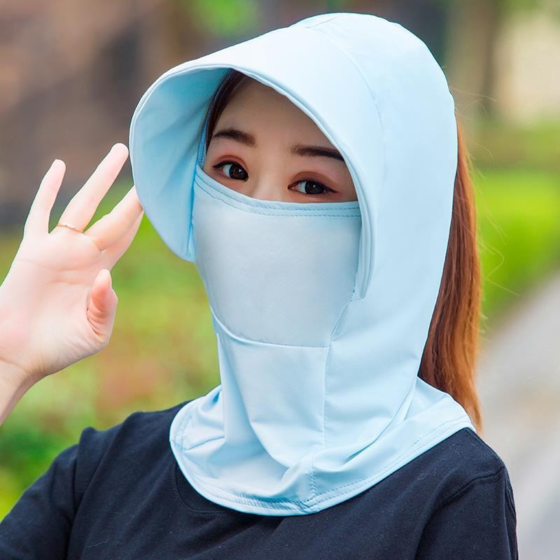 （NEW）Ice silk sunscreen foldable sun visor neck protection hat women's large brim light breathable ice silk material windproof and dustproof
