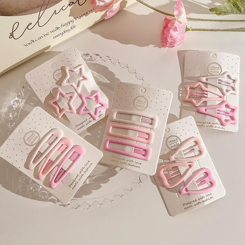 【Fast-selling】 3pcs/set Hairpins For Women Girls Star Hair Clips Pin Mini Korean Style Frosted Pink Color Snap Ornaments Accessories Runrui