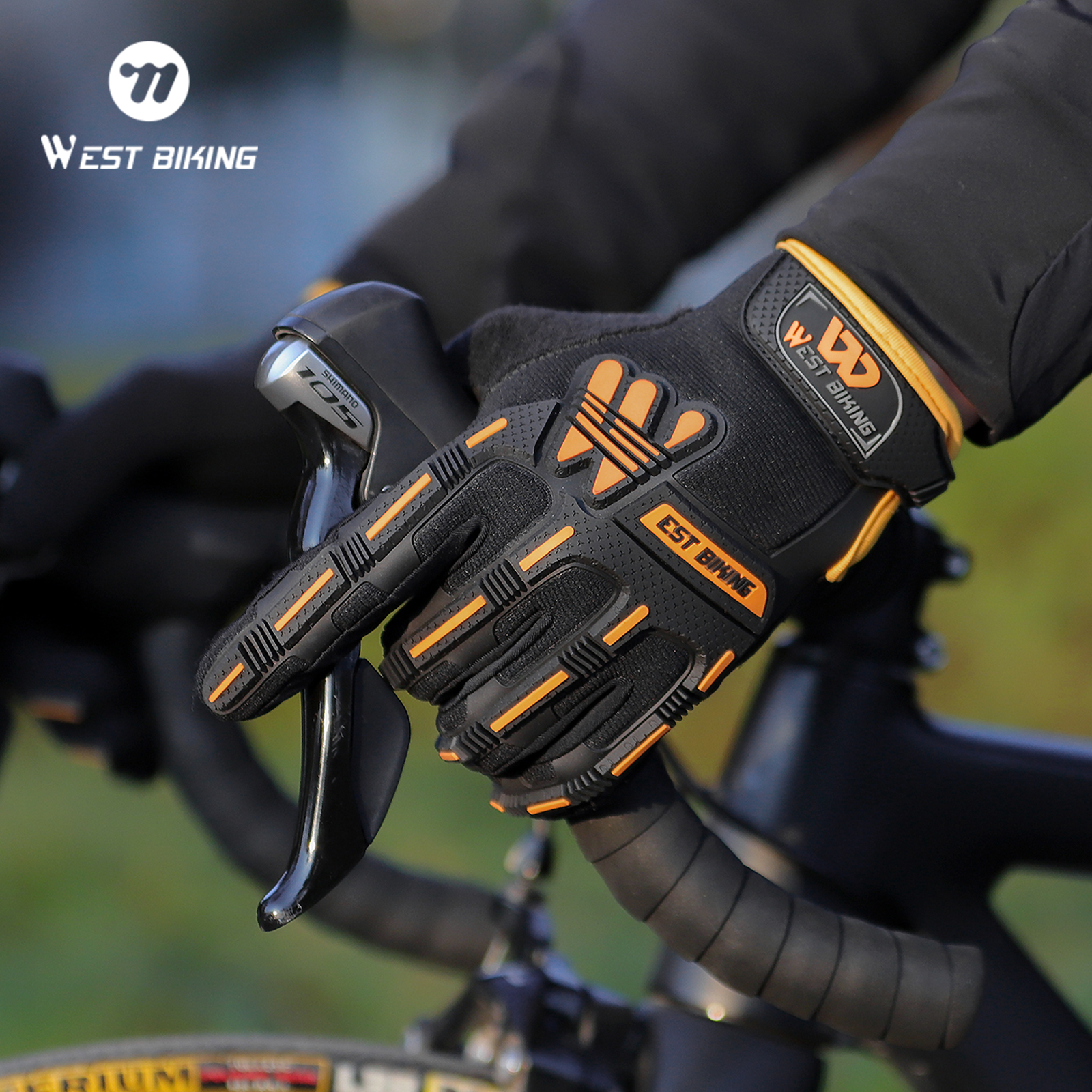 WEST BIKING Winter Motorcycle Gloves Thermal Windproof MTB Enduro Anti-Slip Shock Absorption Touch Screen Moto Sports Gloves