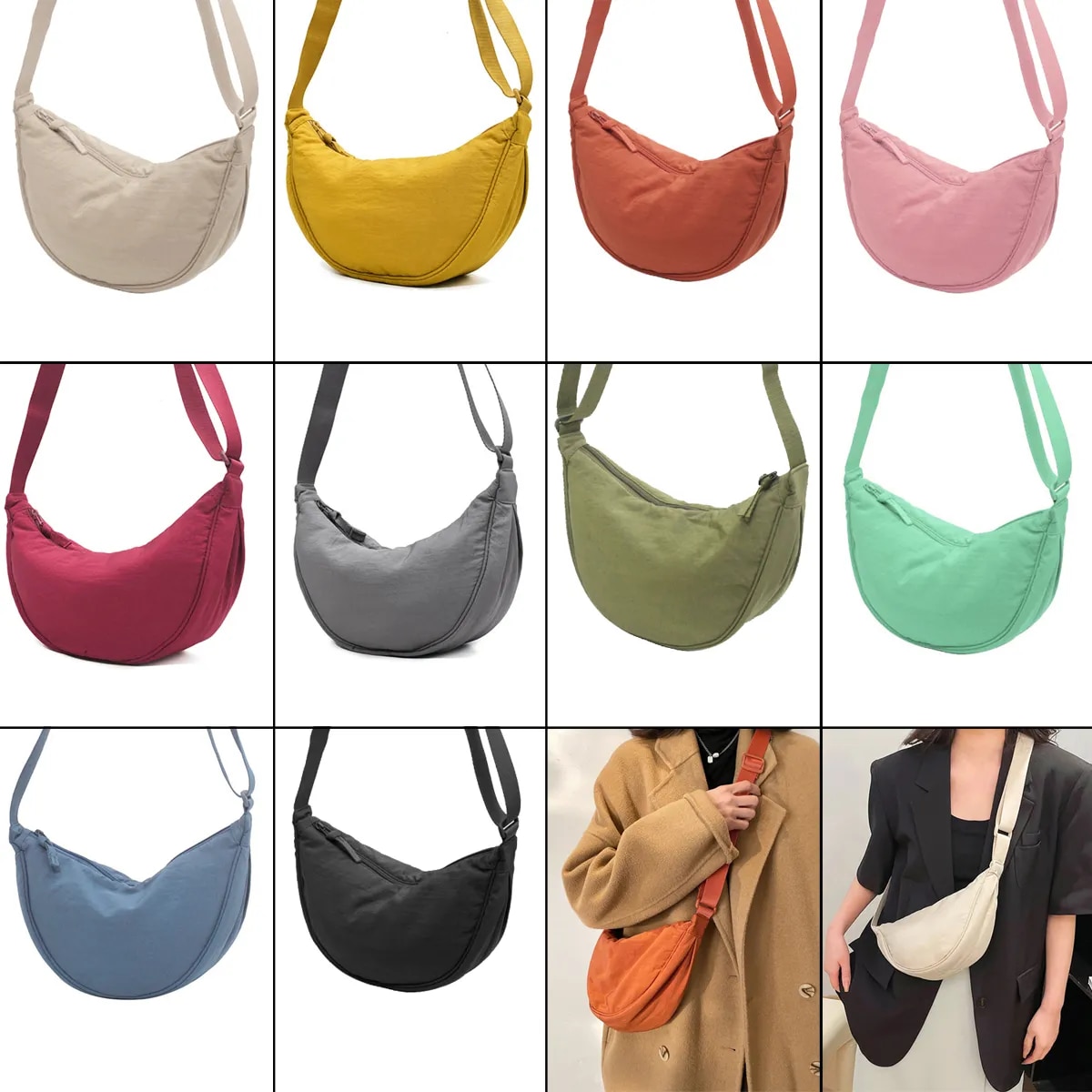transparent bag Nylon Hobos Chest Shoulder Bag Large Capacity Travel Crossbody Half Moon Belt Messenger for Women Bags Dropshipping / Wholesale