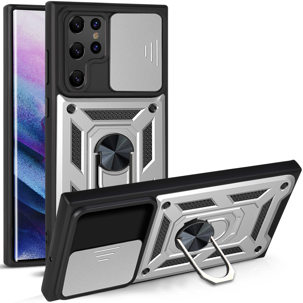 HODON Armor Shockproof Clear Magnetic Bracket Cases For Samsung S26 S25 S24 S23 S22 S21 Plus Ultra A55 A54 A34 A15 A14 Case with Ring Holder Kickstand Transparent Back Cover