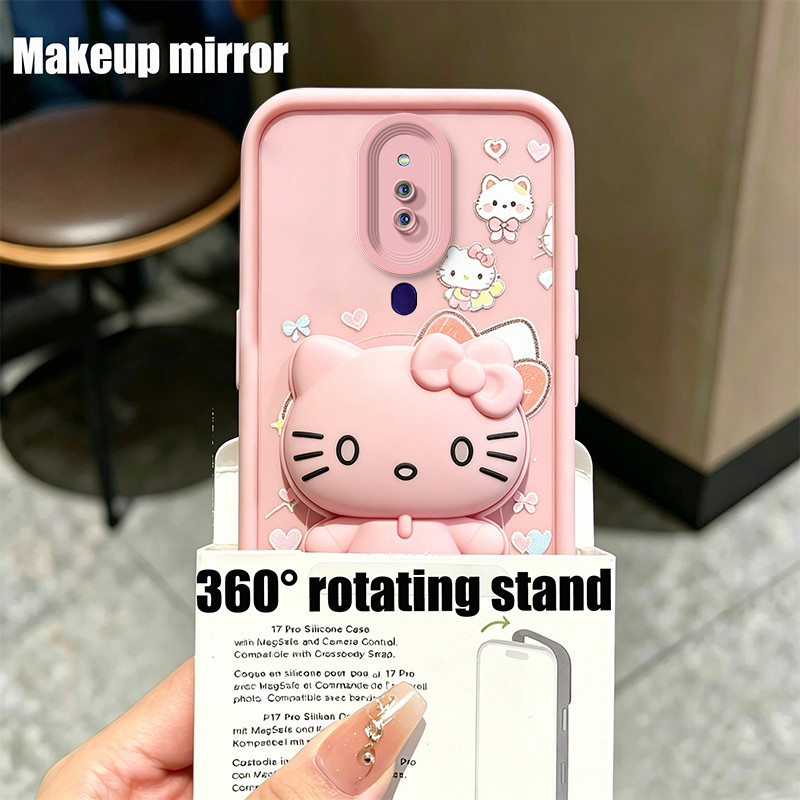 PBZZ Case for OPPO A55 4G phone casing back cover Softcase Silicone shockproof Cover new design aesthetic with holder cute pink cat for girls JTTYKTM1