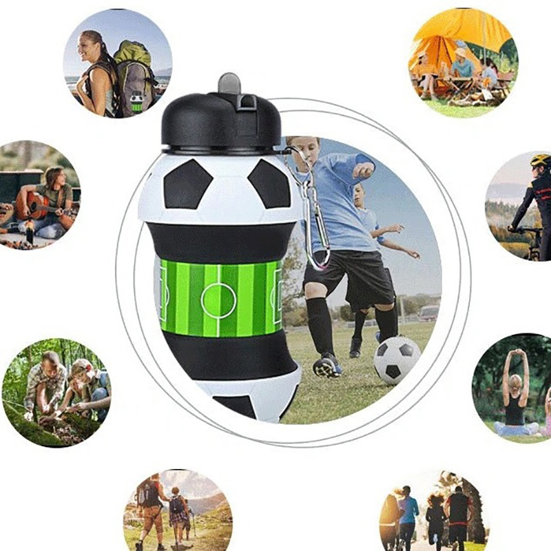Water bottle for kids portable leakproof school baseball football water bottle folding cup cup outdoor sports tennis golf