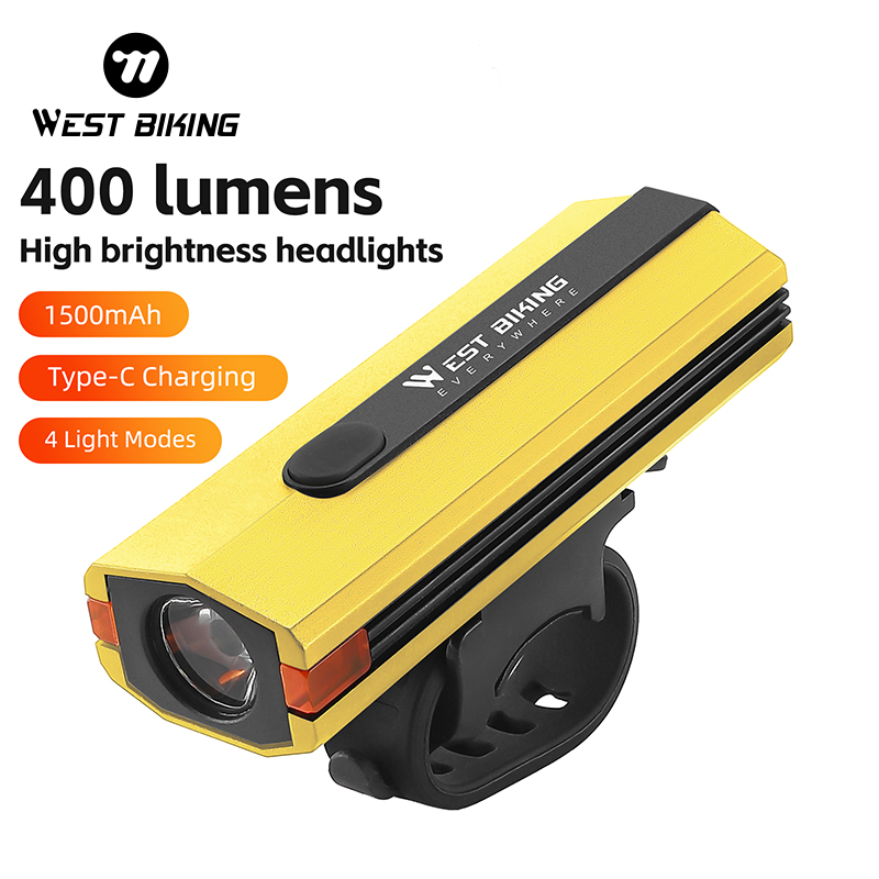 WEST BIKING Bike Light Headlight Bicycle Lamp with Power Bank Bicycle Front Lights Type-C Rechargeable Cycling Flashlight
