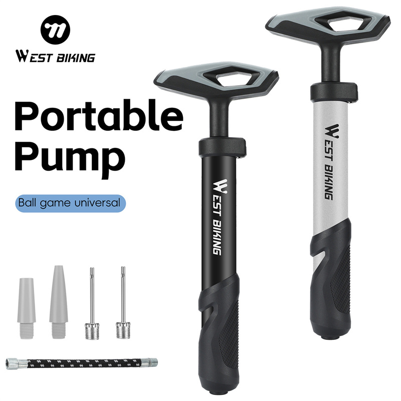WEST BIKING Portable Manual Air Pump With Extension Hose For Balloon Basketball Football Swimming Multiple Multiple Air Needles