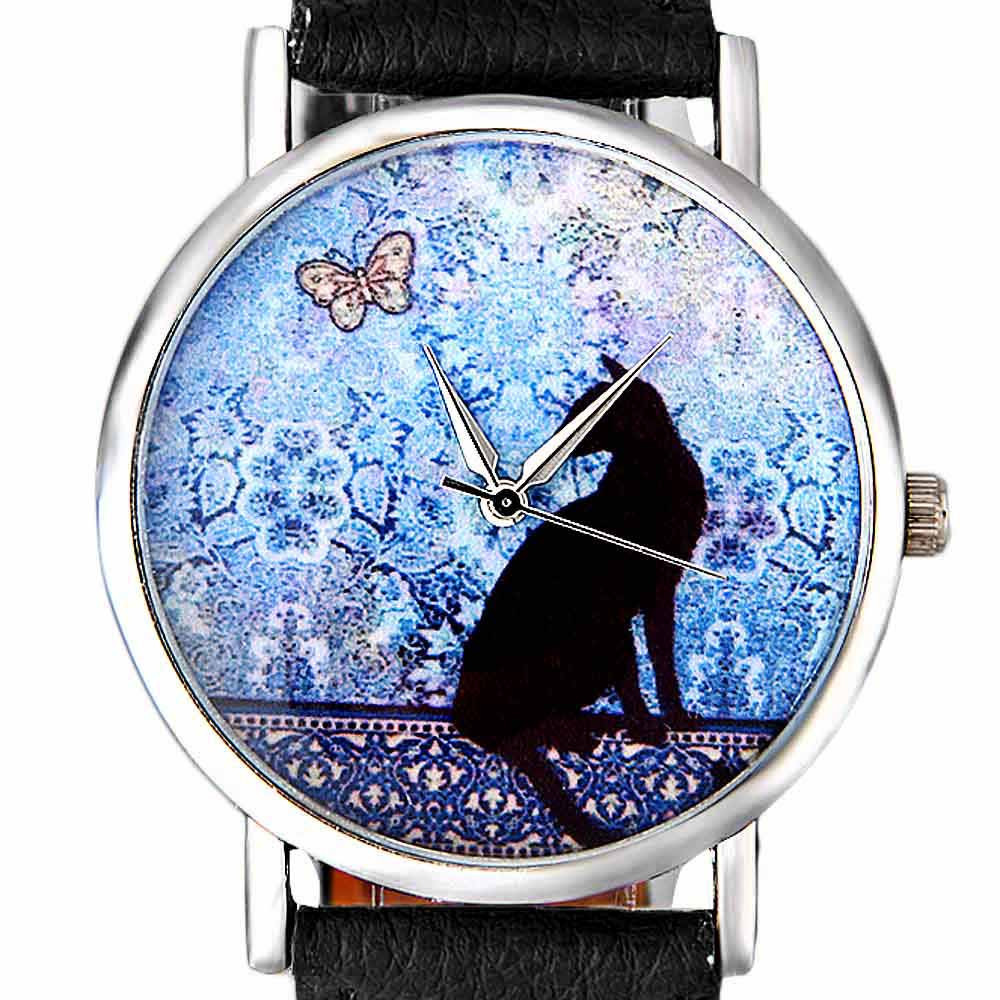 【Popular】Women Watches Luxury Wristwatch Flowers Butterfly Teenage Girl Watch Cute Kitten Design Lover's Watches Relogio Masculino Clock