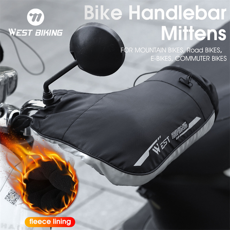 WEST BIKING Winter Bike Handlebar Mittens Bicycle Handlebar Warm Gloves MTB Road Bike Bar Gloves Mitts for Bicycle Safety
