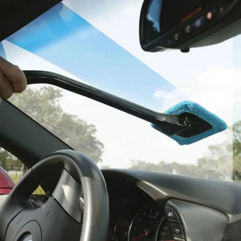 New 1pc Microfiber Auto Window Cleaner Long Handle Car Washable Car Brush Window Windshield Wiper Cleaner Car Cleaning Tool