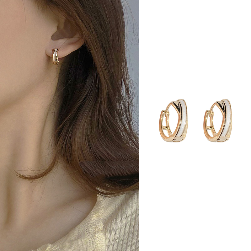 Elegant Gold Metal Enamel Cross Bending Earrings Enamel New 2026