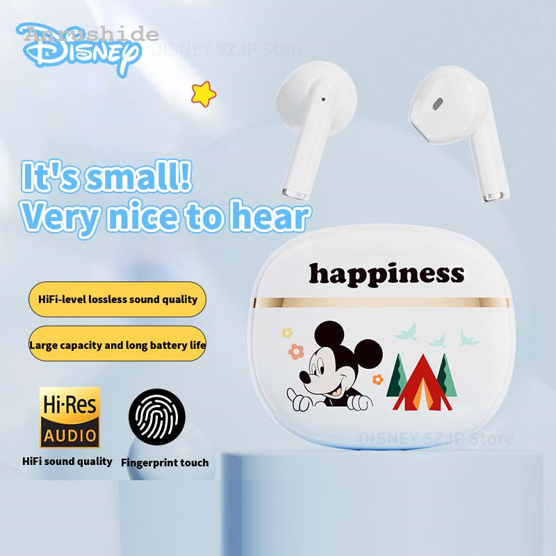 Anrushide Disney Earbuds J08B Mini Mickey Cartoon Wireless Earphones Bluetooth Luxury 5.4 HIFI Sound Noise Reduction Headphone Long Battery Life