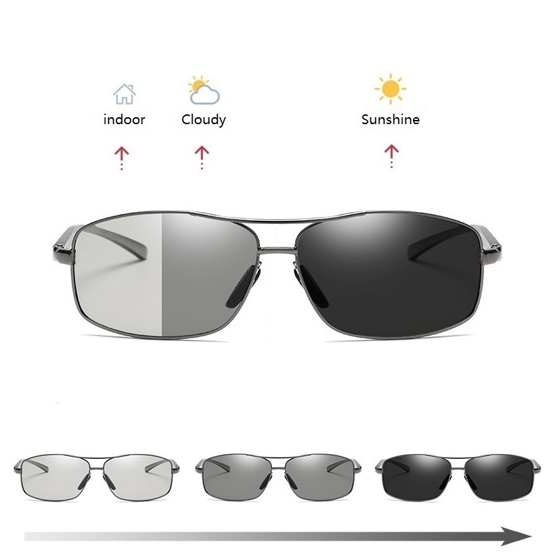 HOT Photochromic Sunglasses For Men Driving Polarized Sun glasses Man Designer Chameleon Glasses Change Color Eyewear Day And Night