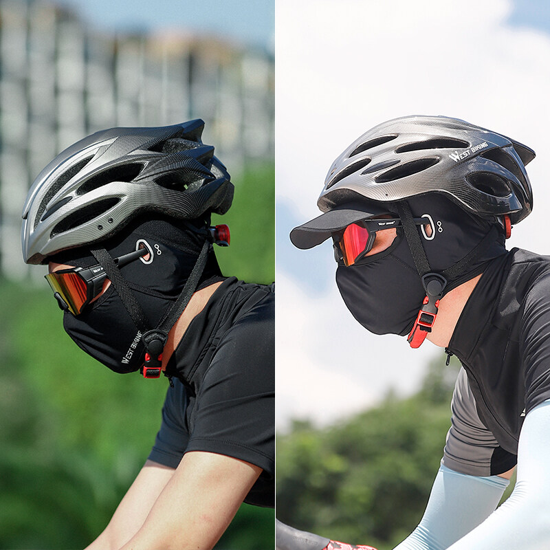 HOT WEST BIKING Windproof Washable Cycling Cap Full Face Mask MTB Bike Motorcycle Helmet Inner Liner Summer Running Climbing With Brim Cap Hat Balaclava