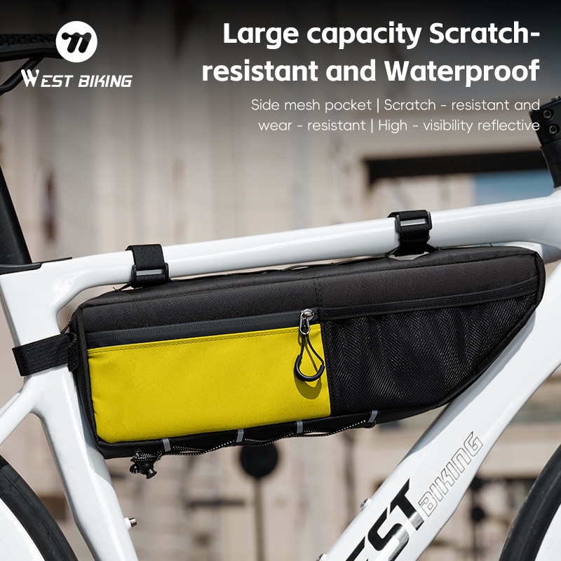WEST BIKING Waterproof Bicycle Triangular Crossbeam Bag Mountain and Road Bicycle Frame Front Pipe Bag Bicycle Accessories