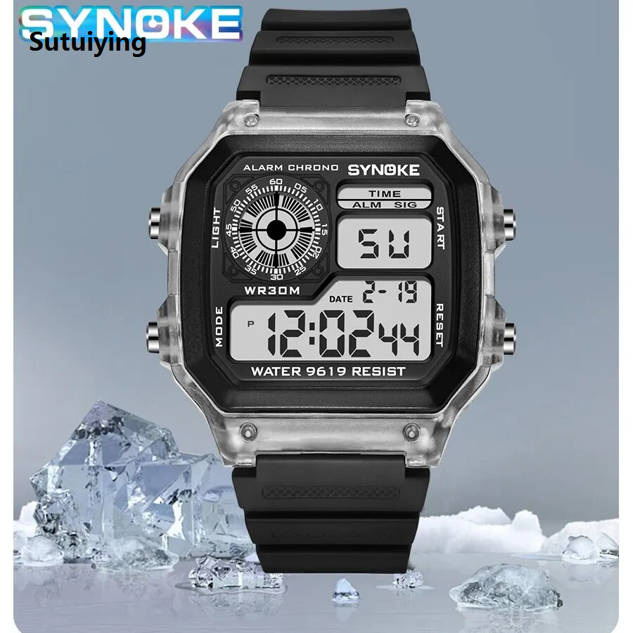 【Popular】Sutuiying New SYNOKE Digital Watches Men Sports Luminous Multifunction Waterproof Chrono Wristwatch Outdoor and Running Student Seven Lights