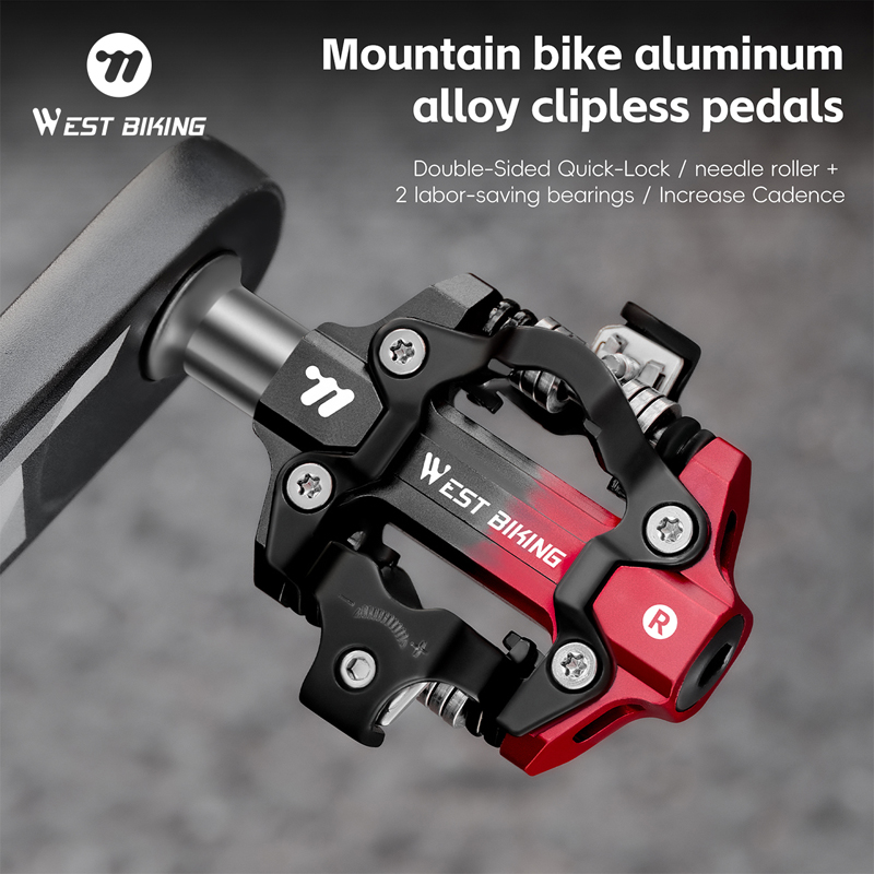 WEST BIKING MTB Self-Locking Pedals Aluminum Alloy Clipless Mountain Bike Pedal Compatible with SPD Double Sealed+Needle Bearing