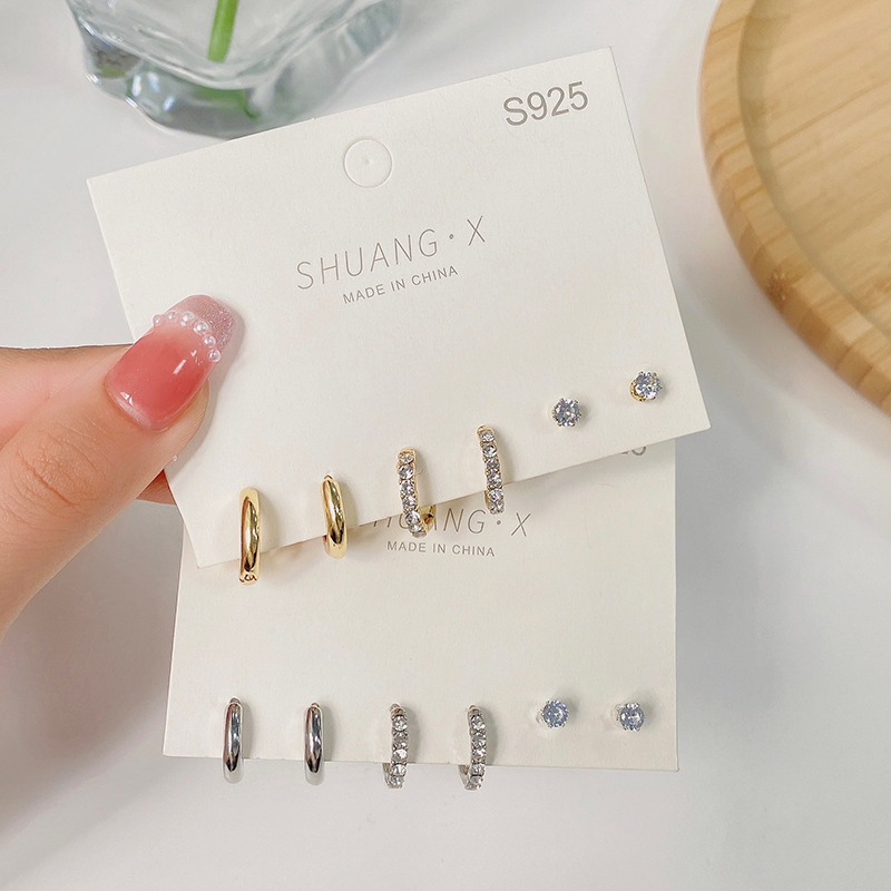 【Storewide Sale】 1 Set New Fashion Metal Circle Drop Small Earrings For Women Trend Pendant Piercing Earrings Set Jewelry Gifts