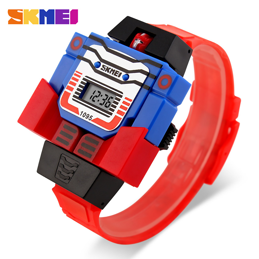 【New design】SKMEI LED Digital Children Cartoon Sports Relogio Robot Transformation Toys Boys Watches For Kids 1095