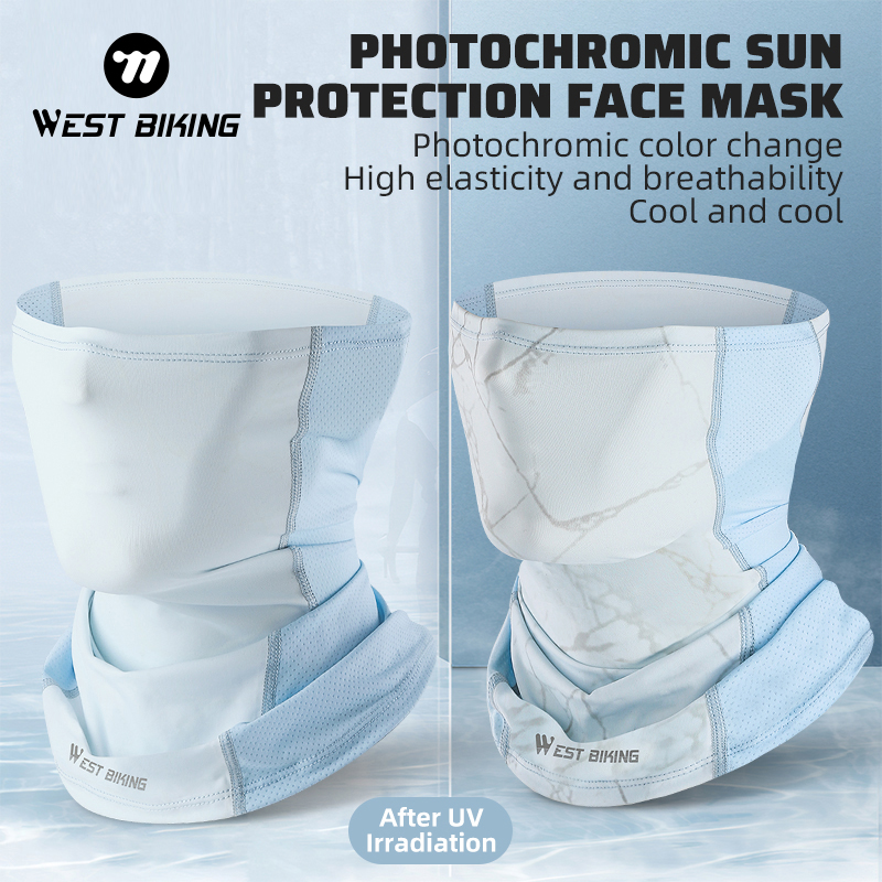 WEST BIKING Photochromic Sun Protection Balaclava Summer Cycling Headwear Face Mask Bicycle Motorcycle Cooling Sport Gear