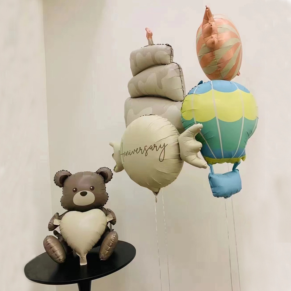 HOT Birthday Love Bear Candy Cake Aluminum Film Balloons 1st Happy Birthday Party Decoration Kids Balloon Baby Shower Party Ballons