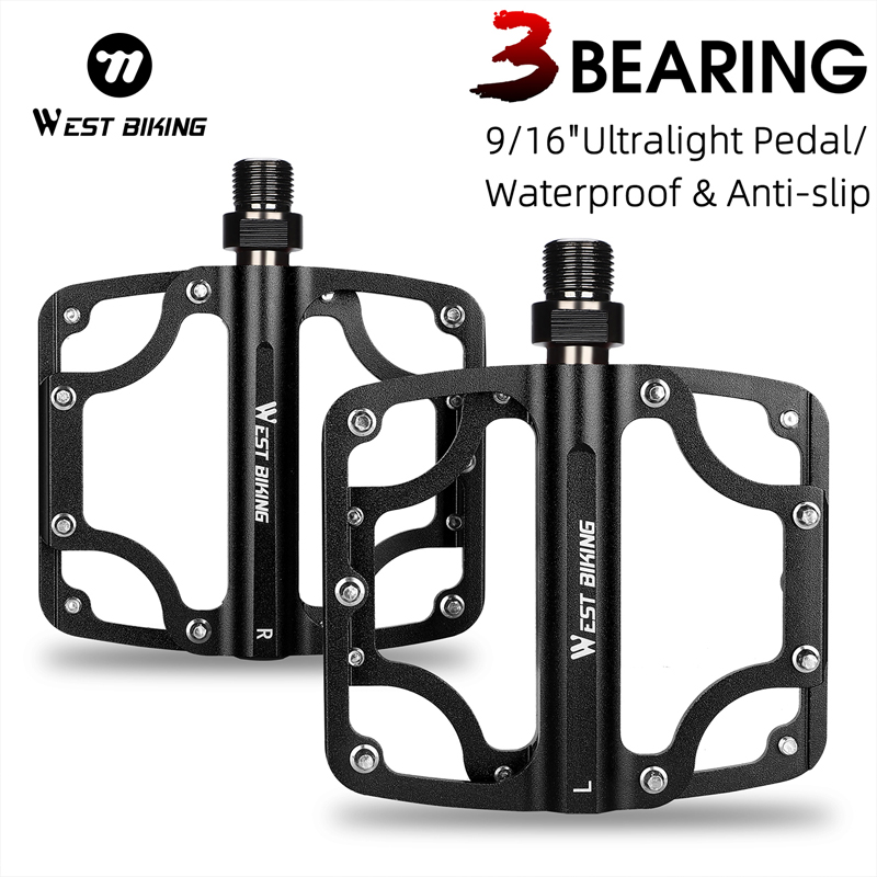 WEST BIKING Bicycle Pedal Aluminum Alloy Anti Slip Bicycle Pedal Sealed Bearing Integrated MTB Bicycle Pedal Accessories