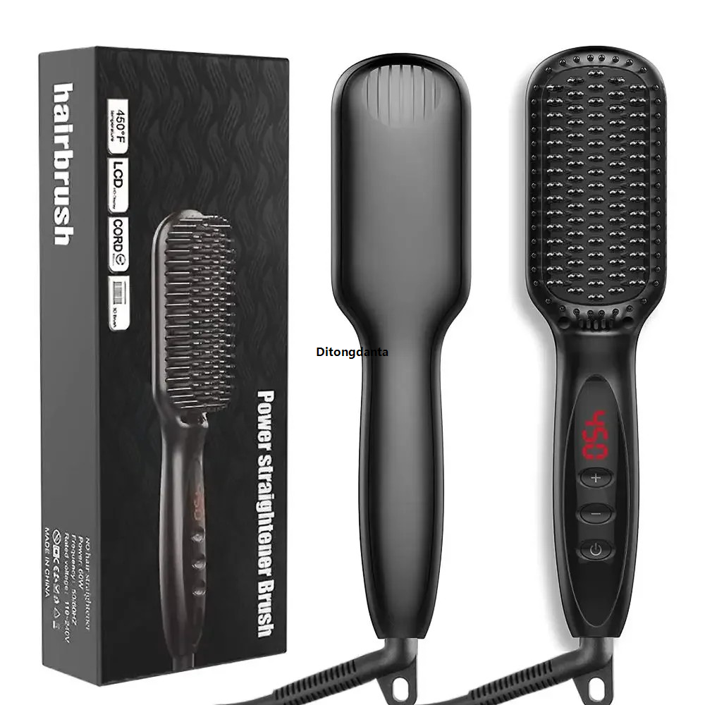 Comb straight hairstyle for women and men, beard automatic burn anti fast professional heating off straightening comb in,