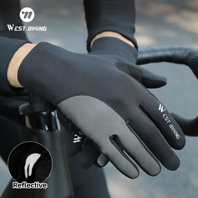 WEST BIKING Winter Motorcycle Gloves Thermal Windproof MTB Enduro Anti-Slip Shock Absorption Touch Screen Moto Sports Gloves
