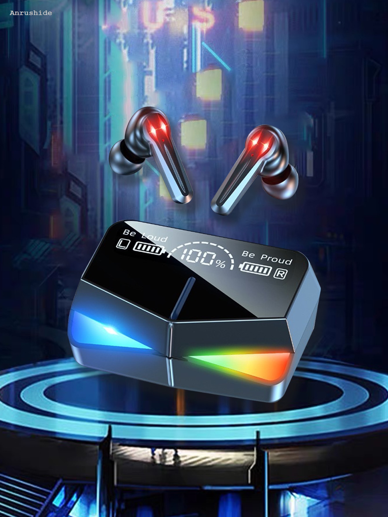 Anrushide E-sports gaming in-ear wireless headset, long life low latency, High Quality wireless touch noise reduction digital headset, running headset