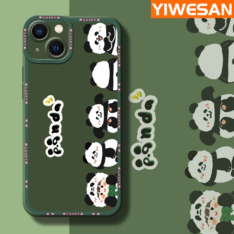 New style YIWESAN Case For Iphone 13 Case Cartoon Cute Panda Thin Shockproof Square Edge Silicone Casing Full Lens Cover Camera Protect Cases Softcase