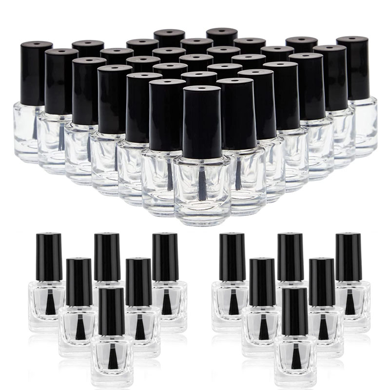 5ml/10ml/15ml Mini Empty Clear Glass Nail Polish Bottles w/ Brush Cap Refillable Containers For Nail Art Lip Golss Liquid Sample