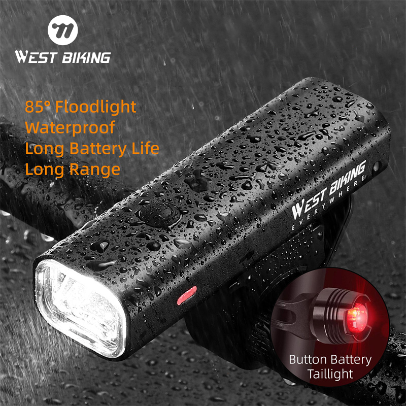WEST BIKING Waterproof Bicycle Light 400 Lumen U-SB Rechargeable Headlight Tail Light LED Cycling Lamp Mountain Bike Flash Light