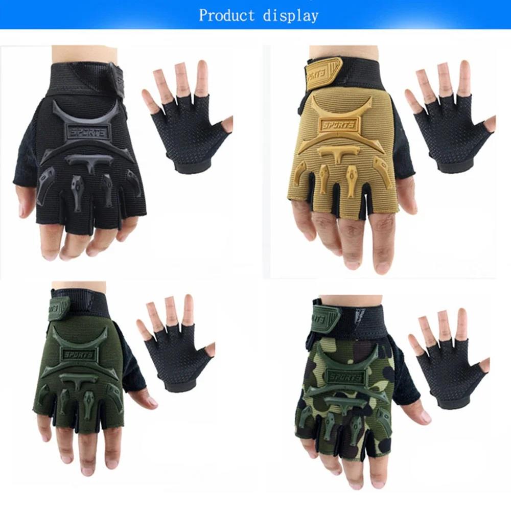 HOT 1Pair Kids Half Finger Cycling Gloves Non-Slip Fingerless Adjustable Mitten Shock-Absorbing Gloves For Boy Girl Biking Exercise